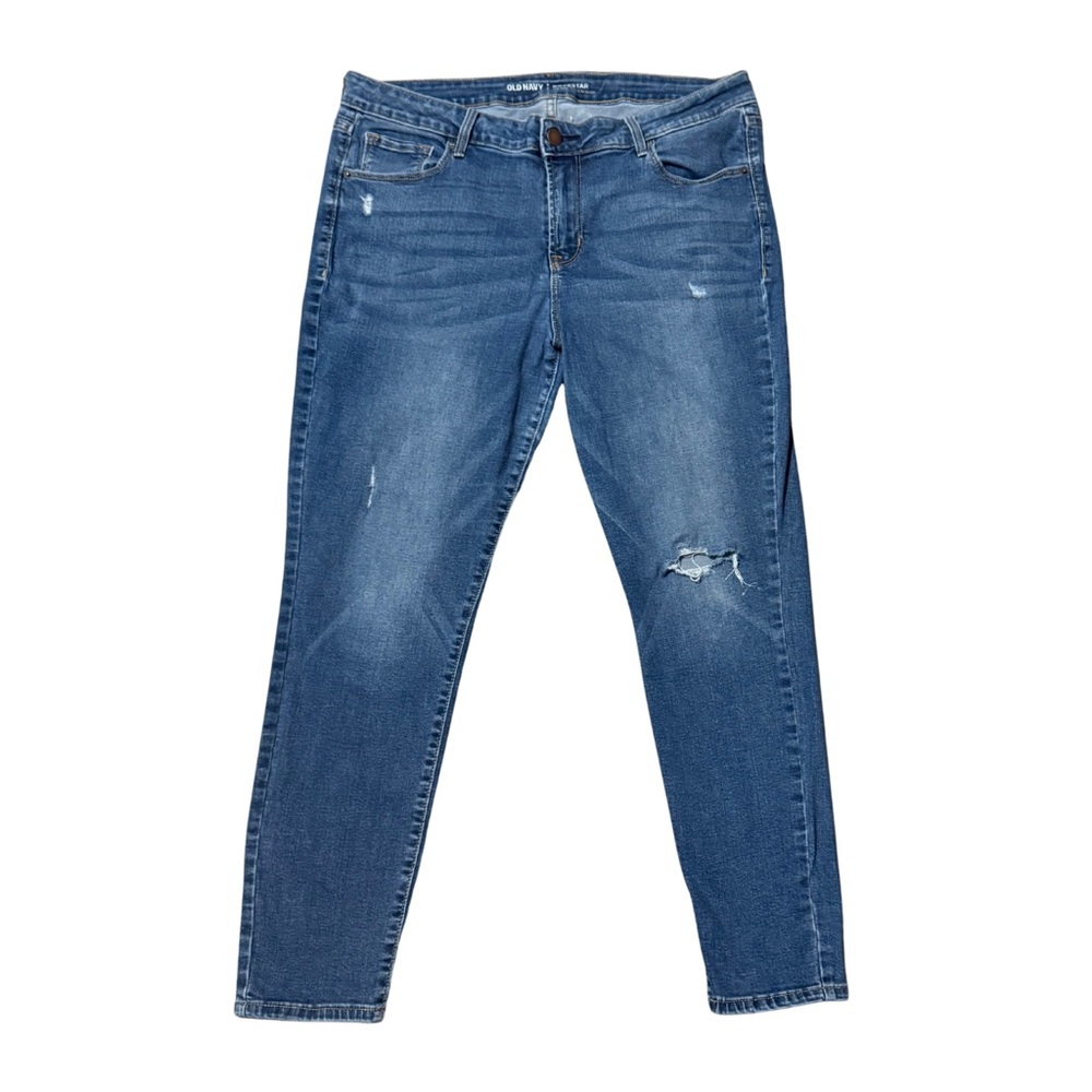 Old Navy Distressed Blue Skinny Jeans Women’s Size 14 Short Pants Stretchy
